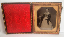 1860S TINTYPE NOT DAGUERREOTYPE BEAUTIFUL YOUNG LADY WEARING VERY ELEGANT DRESS picture