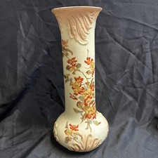 Antique 1904-1924 Royal Rudolstadt Vase 11in Flower Cream Gold Cylinder picture