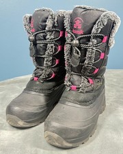 Kamik Star3 Snow Boots Girls 3 Black Pink Faux Fur Waterproof Winter picture