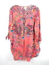Fig and Flower Pullover Tunic Top Women Plus 2X Pink Floral Whimsy Cottage Core picture