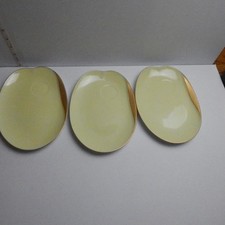 3 Noritake China Lunch Snack Plates  Yellow, Gold Trim. picture