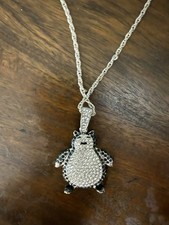 Snorlax Pokemon Inspired Iced Out Pendant Silver Tone Rope Chain Rhinestone picture