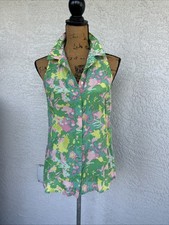 Ann Taylor Silk Blouse Full Button Front Floral Women’s Size 10 Classic Summer picture