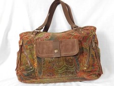 Vintge Fossil Bag Corduroy multicolor/brown purse travel bag fabulous condition picture