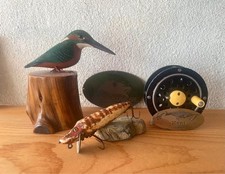 1920s Antique Heddon Baby Vamp Glass Eye Wood Fishing Lure L-Rig Vintage picture