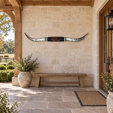 Mounted Longhorn Horns 65” Wide Genuine Western Ranch Wall Decor Rustic Home picture