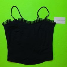 FRANKEE & SKYLARR Women’s Top Size LARGE Black w/Ruffle NEW picture