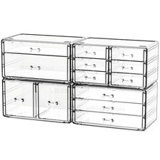 Cq acrylic 4 Pack Clear Acrylic Makeup Storage Organizer with 13 Drawers picture