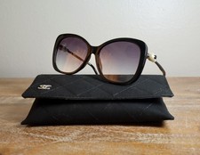 CHANEL CH5339H Large Square Sunglasses 55mm Black/Gray Lens picture