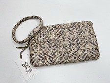 HOBO INT'L Sable Wristlet Clutch Neutral Mosaic Print Leather MSRP $148 NWT picture