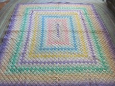 Lovely 1930's vintage Trip Around  World hand quilted cotton quilt 74 x 84 in picture