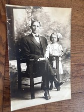 Man in Suit and Daughter Real Photo Postcard RPPC picture