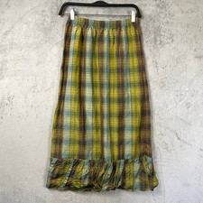 Lilith Vintage 100% Silk Plaid Midi Skirt Made in France Lagenlook Medium picture