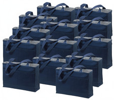 Crazy Deal lot of 10 100% Cotton Canvas Tote Bag Double Pocket Navy Port&company picture
