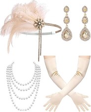1920s Flapper Gatsby Accessories Roaring 20's Accessories for Women (Champagne) picture