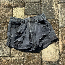 Forever 21 Women’s Gray Denim Distressed Cut Off Shorts Size 28 Mid Rise picture