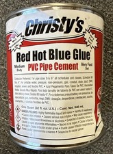 Christy's Red Hot Blue Glue Blue Cement For PVC Pipe, 32 oz 1 Qt, 505201, Dented picture