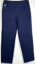 Dream Jeannes By Quacker Factory Blue Pull On Stretch Jeans Sz L Rhinestones NWT picture