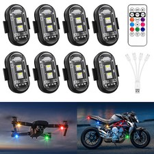 Wireless Led Strobe Lights w/Remote, 8 Colors USB Charging for Bikes Motorcycles picture