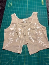 Joie linen embroidered sleeveless top picture