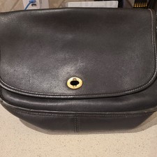 Coach Vintage 90s Black Leather City Bag 9790 - Brass Turn lock  picture