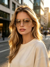 Bottega Veneta BV1305S Women's Sardine Aviator Gold Frame Sunglasses picture