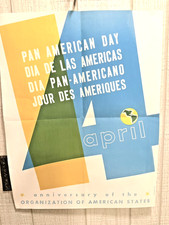 Vtg HTF Poster 1960s-70s-80s Anniversary of Org American States-Pan American Day picture