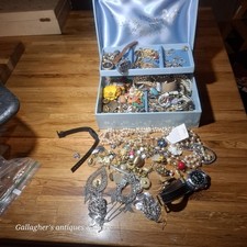 Vintage Huge Craft Lot Jewelry Box Costume Junk Scrap Lot# 143 picture