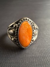 Vtg Navajo Derrik Gordon Sterling Silver Spiny Oyster Ring Size 5.5 US Signed picture