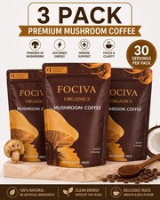 3 PACK FOCIVA Organics Mushroom Coffee – Coffee with 6 Adaptogenic Mushrooms picture