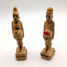 Vintage MidCentury Magnetic Novelty Figurines Pregnant Woman Man Gag Pair Kitsch picture