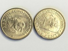 1961 LIBERIA 5 Cents African ELEPHANT & Ship coin, KM#14, UNC picture