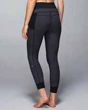 lululemon athletica Women’s Black Gray Leggings Pockets Size M picture