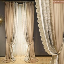 high grade American beige yellow thick Velvet cloth blackout curtain tulle C611 picture
