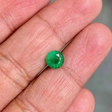 Natural Zambian Emerald Round Cut  (1.27 Carat 7 mm) Loose Gemstone For Jewelry picture
