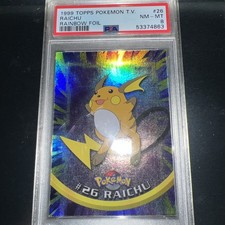 1999 Topps Pokemon TV Raichu #26 Series 1 RAINBOW FOIL Blue Label PSA 8 - pop 18 picture