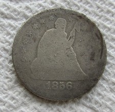 1856-S  Seated Liberty Silver Quarter Rare Key Date Corroded Damaged Hole Filler picture