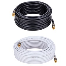 RG6 Quad Cable Black White Coax Coaxial F Extension Wire Satellite TV Antenna picture