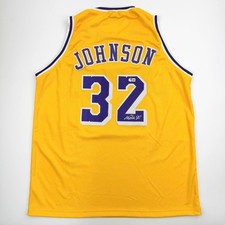Autographed/Signed Earvin Magic Johnson Los Angeles LA Yellow Jersey COA picture
