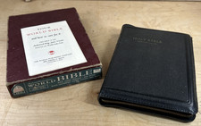 VTG 1950s KJV RED LETTER WORLD BIBLE 231-CZ ZIPPER LEATHER W/ORIG BOX picture
