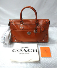 COACH Rhyder Satchel 3way Bag 38 CFN67 LHYU1 Antique Gold / Amber Brown Auth New picture