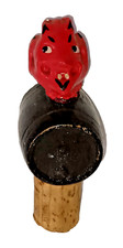 Vtg German? Folk Art Devil in Beer Barrel Bottle Cork Stopper Barware HALLOWEEN picture