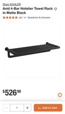 Kohler Avid 97497-BL Matte Black Wall Mounted Hotelier Towel Rack picture