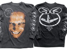 Vintage Aphex Twin T shirt Sz XL Long Sleeve Black Faded Single Stitch REPRINT picture