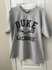 Vintage Duke University Blue Devils Lacrosse T-Shirt (L) Gray w/ Black Lettering picture