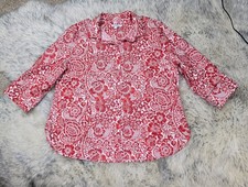 NWOT CHICO'S NO- IRON BUTTON DOWN BLOUSE SHIRT FLORAL 3/4 SLEEVE  Sz 3 US 16 picture