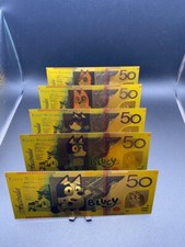 24k Gold Foil BLUEY Banknote Set – WHOLE SET of 5 Notes – Great Gift picture
