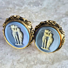 Vintage Dante Museum Masterpiece The Kiss Blue Incolay Cameo Cufflinks Signed picture