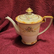 Vintage Noritake Linden 525 Floral Gold Trim Porcelain Teapot w/ Lid, Japan picture