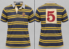 Vintage Polo Ralph Lauren Rugby Shirt Mens XL Blue Yellow Striped Crest Logo #5 picture